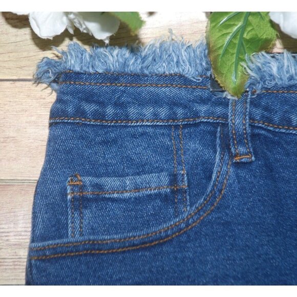 NWT Rue + High Rise Festival Shortie Jean Shorts Size 20 Lace Front Raw Edge Hem - Picture 3 of 13